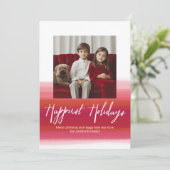 Happiest Holidays モダン Water color 1フォトレッド シーズンカード (スタンド正面)