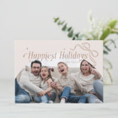 Happiest Holidays Beige Christmas Holiday Card シーズンカード (スタンド正面)