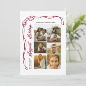 Happiest Holidays Bow Family 6 Photos Plaid シーズンカード (スタンド正面)