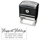 Happiest Holidays Christmas Script Return Address セルフインキングスタンプ (インサイチュ)