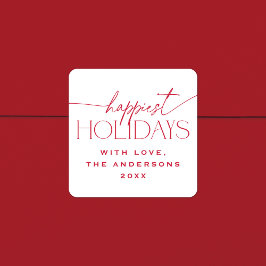 Happiest Holidays Elegant Christmas Gift Tag Favor スクエアシール