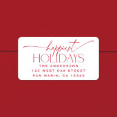 Happiest Holidays Elegant Christmas Return Address ラベル