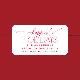 Happiest Holidays Elegant Christmas Return Address ラベル