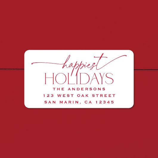 Happiest Holidays Elegant Christmas Return Address ラベル
