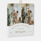 Happiest Holidays | Elegant Gold 2 Photo Collage セラミックオーナメント (右)