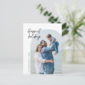 Happiest Holidays, Family Photo, Arch Frame ポストカード (スタンド正面)