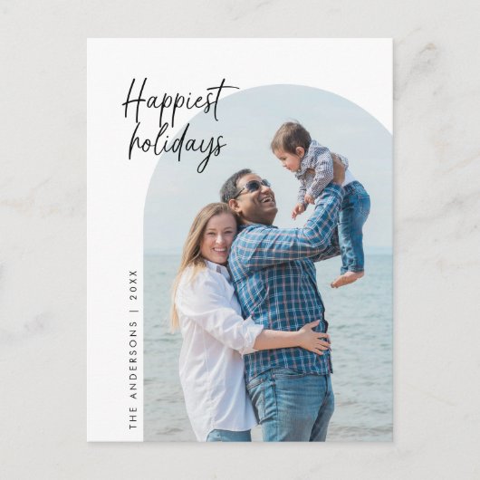 Happiest Holidays, Family Photo, Arch Frame ポストカード (正面)