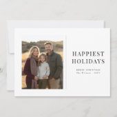 Happiest Holidays Family Photo Christmas Maroon シーズンカード (正面)