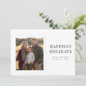 Happiest Holidays Family Photo Christmas Maroon シーズンカード (スタンド正面)