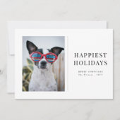 Happiest Holidays Funny Dog Photo Christmas Card シーズンカード (正面)