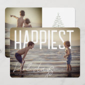 Happiest Holidays Modern Photo Card シーズンカード (正面/裏面)