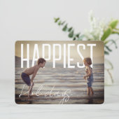 Happiest Holidays Modern Photo Card シーズンカード (スタンド正面)