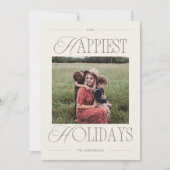 Happiest Holidays Modern Soft Neutral Photo シーズンカード (正面)