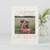 Happiest Holidays Modern Soft Neutral Photo シーズンカード (スタンド正面)