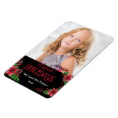 Happiest Holidays Poinsettiaファミリーフォト マグネット (左側)