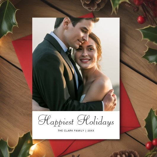 Happiest Holidays Romantic Couple Christmas Card シーズンカード