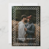  Happiest Holidays Stamp family Photo シーズンカード (正面)