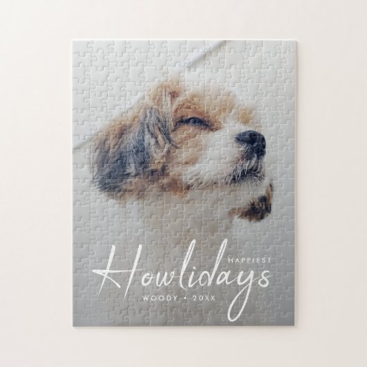 Happiest Howlidays | Dog Photo Christmas Minimal ジグソーパズル (縦)