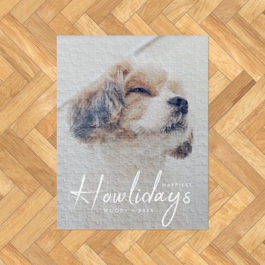 Happiest Howlidays | Dog Photo Christmas Minimal ジグソーパズル