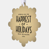 Happiest of Holidaysデコタイプ&フォトクリスマス オーナメントカード (左)