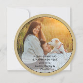 Happiest of Holidays Decoタイポグラフィラウンドフォト シーズンカード (裏面)