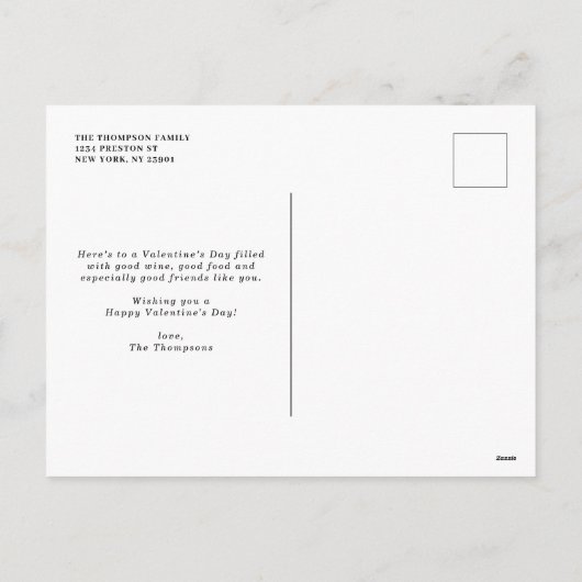 Happiest Valentinesレタリングレッドフォトコラージュ シーズンポストカード (裏面)