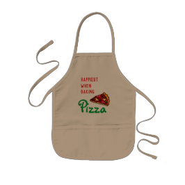  Happiest  when   baking Pizza  Kids' Apron 子供用エプロン
