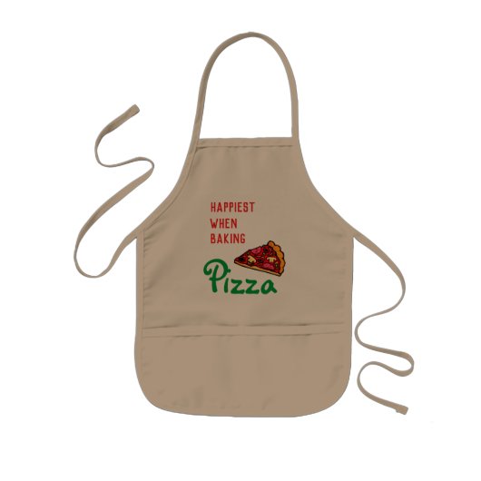  Happiest  when   baking Pizza  Kids' Apron 子供用エプロン (正面)