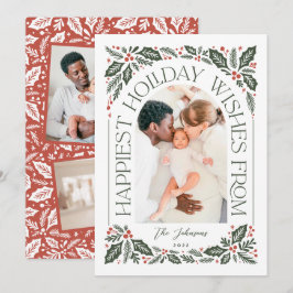 Happiest Wishes Arch Holly Berry 3フォトコラージュ シーズンカード
