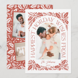 Happiest Wishes Arch Holly Berry 3フォトコラージュ シーズンカード