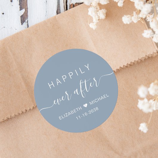 Happily Ever After ダスティブルー ウェディング ラウンドシール