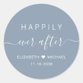 Happily Ever After ダスティブルー ウェディング ラウンドシール (正面)