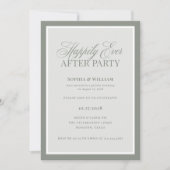 Happily Ever After パーティー | 落ち着いたグリーンの小規模結婚式 招待状 (正面)