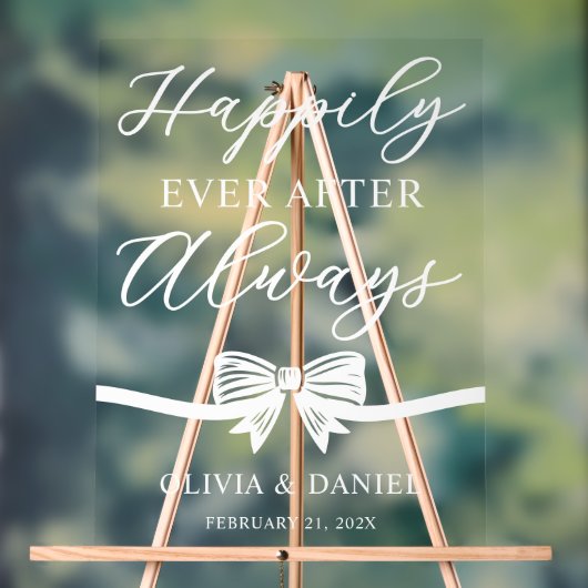 Happily Ever After Always Personalized Wedding アクリルサイン (ニュートラル)
