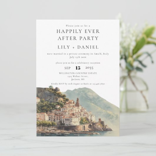 Happily Ever After Amalfi Italy Wedding 招待状 (スタンド正面)