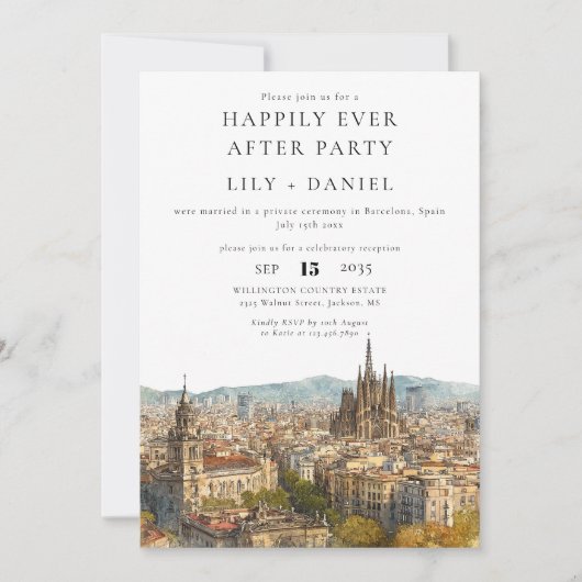 Happily Ever After Barcelona Wedding 招待状 (正面)