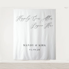 Happily Ever After Begins Here Wedding Backdrop  タペストリー