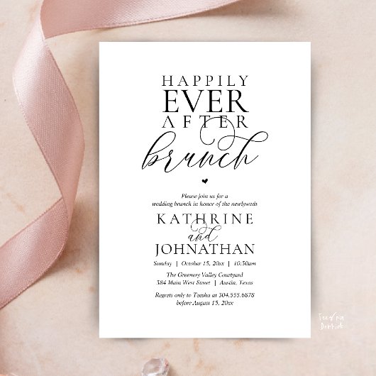 Happily Ever After Brunch Classy Wedding Elopement 招待状