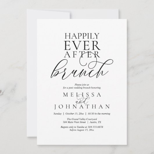 Happily Ever After Brunch, Modern Classy Wedding 招待状 (正面)