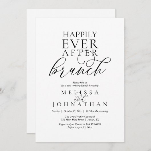 Happily Ever After Brunch, Modern Classy Wedding 招待状 (正面/裏面)