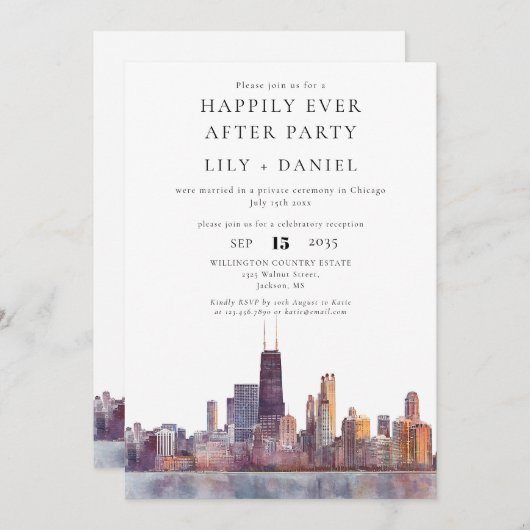 Happily Ever After Chicago Wedding 招待状 (正面/裏面)
