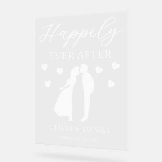 Happily Ever After Custom Wedding アクリルサイン (傾斜)