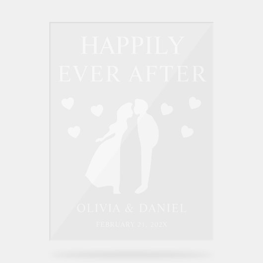 Happily Ever After Custom Wedding Reception アクリルサイン (正面)