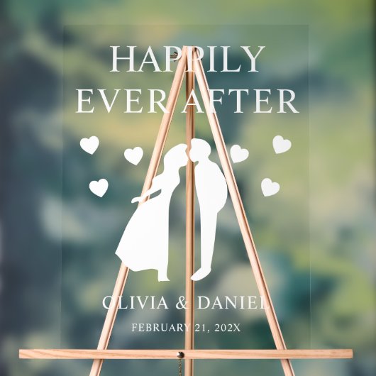 Happily Ever After Custom Wedding Reception アクリルサイン (ニュートラル)
