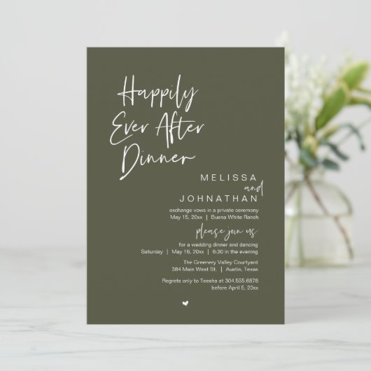 Happily Ever After Dinner Modern Wedding Party 招待状 (スタンド正面)