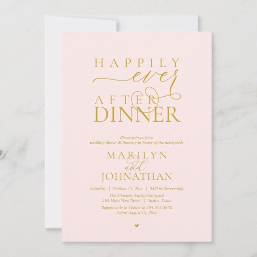 Happily Ever After Dinner Modern Wedding Reception 招待状 (正面)