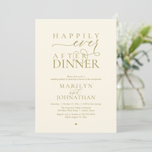 Happily Ever After Dinner Modern Wedding Reception 招待状 (スタンド正面)