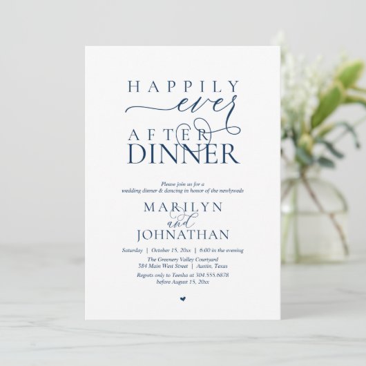 Happily Ever After Dinner Modern Wedding Reception 招待状 (スタンド正面)