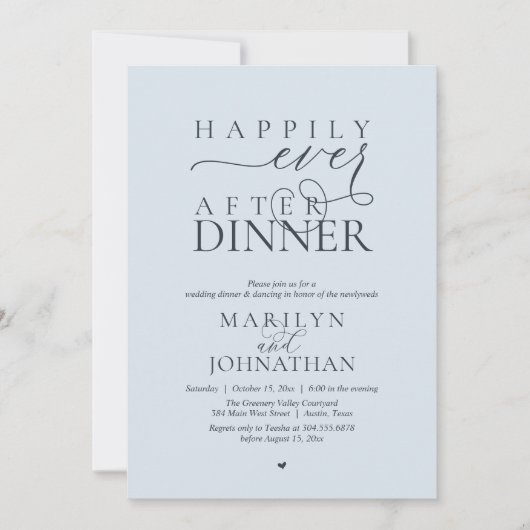 Happily Ever After Dinner Modern Wedding Reception 招待状 (正面)