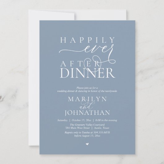 Happily Ever After Dinner Modern Wedding Reception 招待状 (正面)